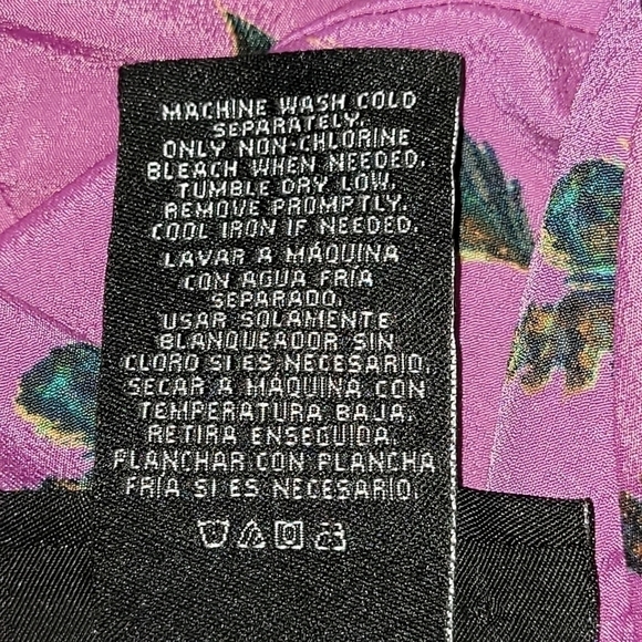 BEAUTIFUL Soft Crossover Wrap Pink Peacock Feather Tie Back Tank Blouse XS - Picture 10 of 10